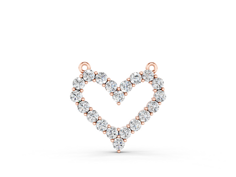 Rose gold Prong-Set Round Diamond Heart Pendant