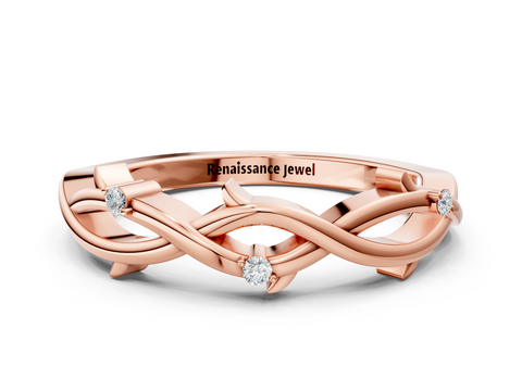 Rose gold Prong Set Round Diamond Twist Band