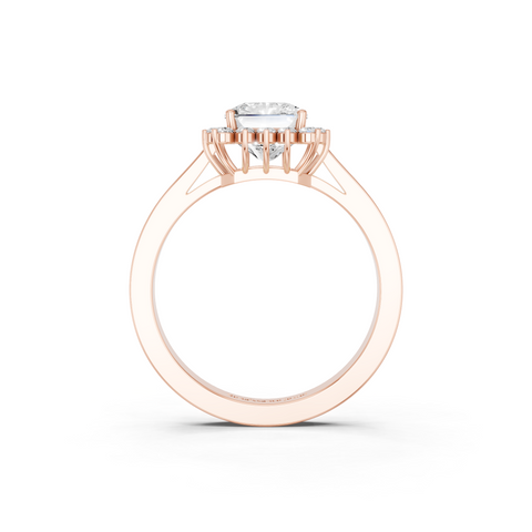 Rose gold Radiant Cut Diamond Pavé Band Solitaire Ring with Four-Prong Setting