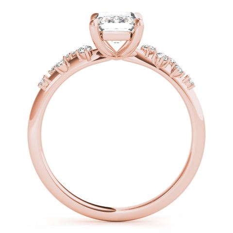 Rose gold Emerald Cut Diamond Vine Band with Four-Prong Setting