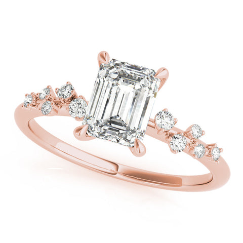 Rose gold Radiant Cut Diamond Vine Band with Four-Prong Setting