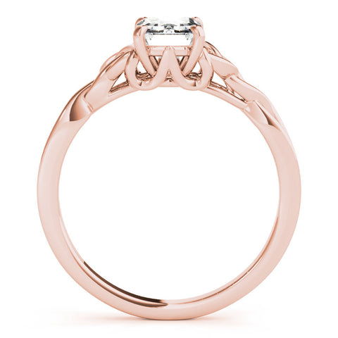 Rose gold Emerald Cut Solitaire Celtic Knot Ring with Four-Prong Setting