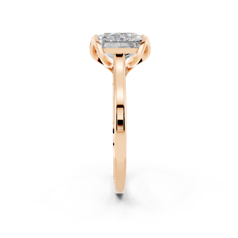 Rose gold Radiant Cut Solitaire Diamond Ring with Flower-Prong Setting and Classic Band