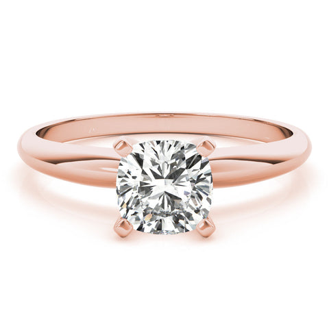 Rose gold Radiant Cut Solitaire Engagement Ring with Round Band and Four-Prong Setting