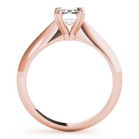 Rose gold Emerald Cut Solitaire Engagement Ring with Tapered Band and Four-Prong Setting