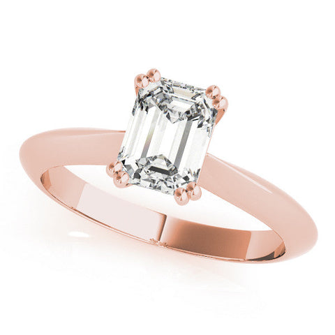 Rose gold Radiant Cut Solitaire Engagement Ring with Tapered Band and Four-Prong Setting