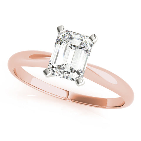 Rose gold Radiant Cut Solitaire Ring with Four-Prong Setting on a Classic Band