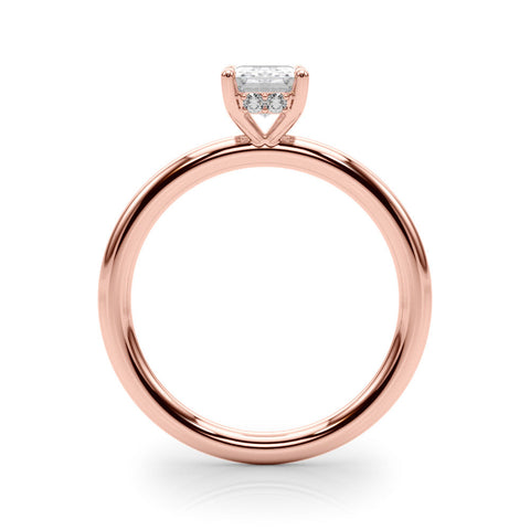 Rose gold Radiant Cut Solitaire Ring with Thin Band and Four-Prong Setting