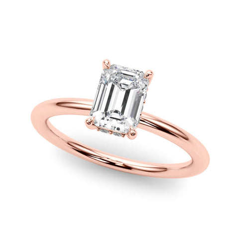 Rose gold Radiant Cut Solitaire Ring with Thin Band and Four-Prong Setting