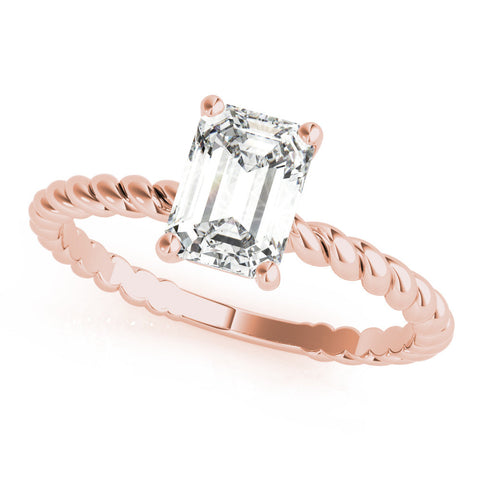 Rose gold Radiant Cut Solitaire Twisted Band with Four-Prong Setting