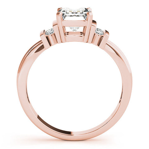 Rose gold Radiant Cut Three-Stone Channel Set Ring with Bar Prongs