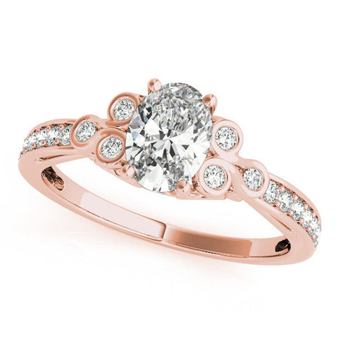 Rose gold Oval Diamond Bezel and Prong Setting with Pave Band