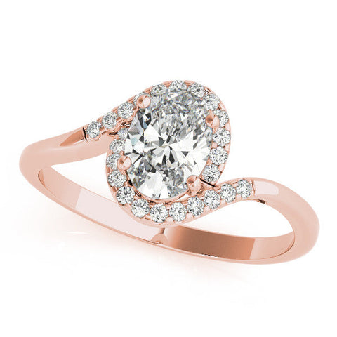 Rose gold Oval Halo Twist Band with Four-Prong Setting