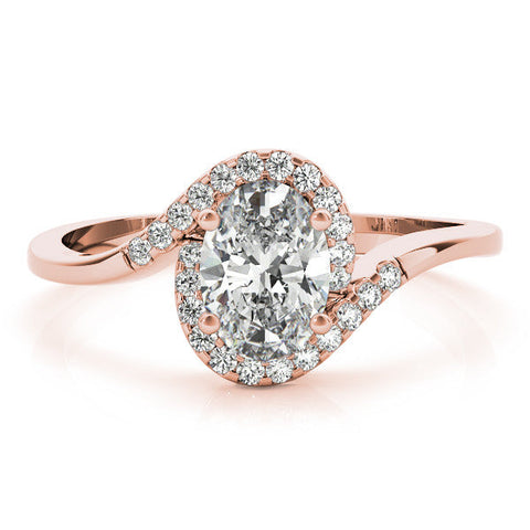 Rose gold Oval Halo Twist Band with Four-Prong Setting