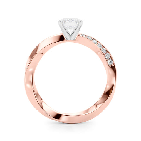 Rose gold Radiant Solitaire Diamond Engagement Ring with Side Stone Accents and Four-Prong Setting