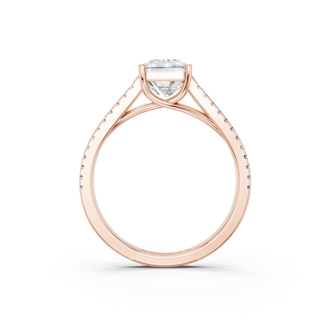 Rose gold Radiant Solitaire Split Shank Pavé Diamond Engagement Ring