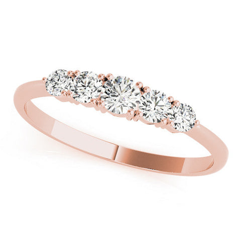 Rose gold Round Brilliant Diamond Half-Eternity Band with Prong Setting