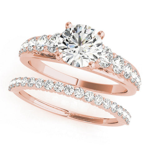 Rose gold Round Brilliant Diamond Pavé Band with Six-Prong Setting