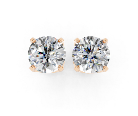 Rose gold Round Brilliant Diamond Stud Earrings