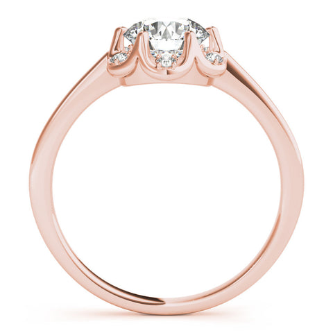 Rose gold Round Brilliant Halo Solitaire Ring with Scalloped Prong Setting