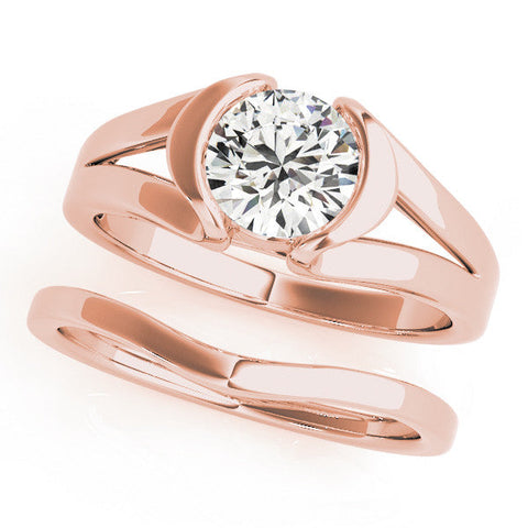 Rose gold Round Brilliant Solitaire Bezel Set Split Shank Engagement Ring