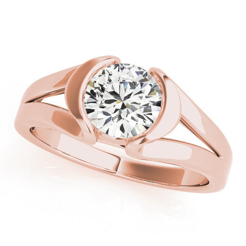 Rose gold Round Brilliant Solitaire Bezel Set Split Shank Engagement Ring