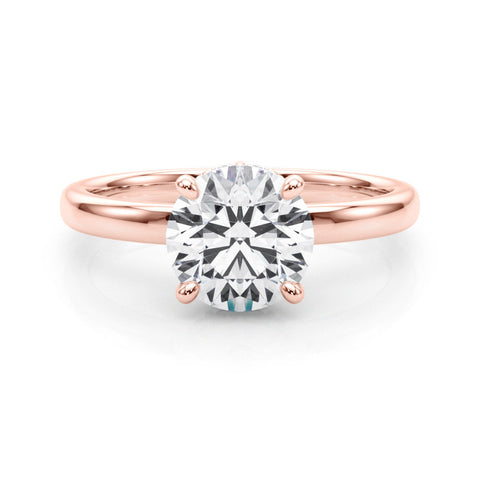 Rose gold Round Brilliant Solitaire Engagement Ring with Six-Prong Setting and Classic Band