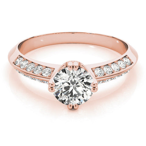 Rose gold Round Brilliant Split Shank Pave Diamond Engagement Ring with Four-Prong Setting