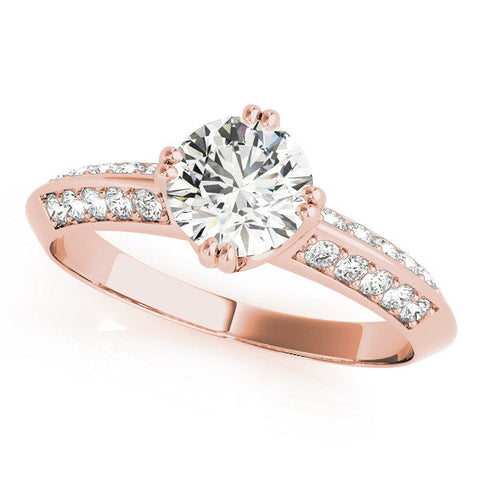 Rose gold Round Brilliant Split Shank Pave Diamond Engagement Ring with Four-Prong Setting
