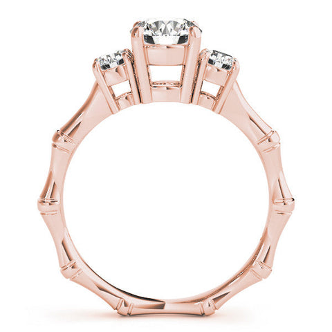 Rose gold Round Brilliant Three-Stone Bamboo Band with Prong Setting