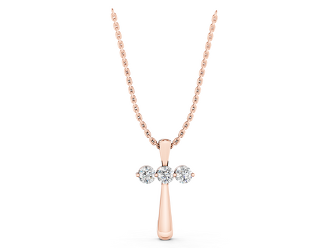 Rose gold Round Brilliant Three-Stone Prong Set Pendant
