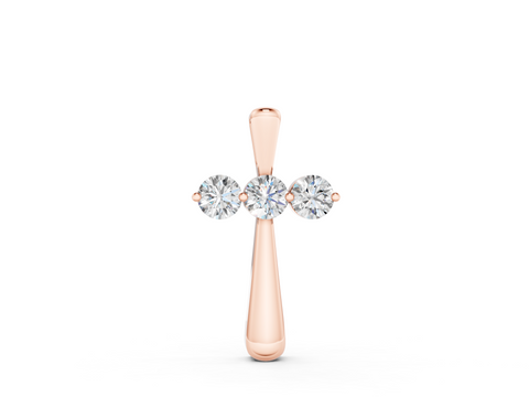 Rose gold Round Brilliant Three-Stone Prong Set Pendant