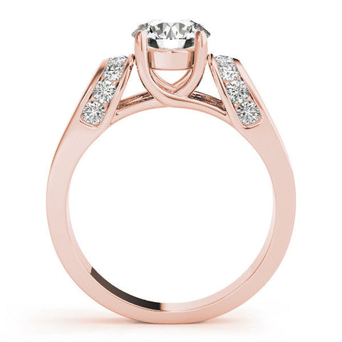 Rose gold Round Cut Diamond Channel Set Solitaire Ring with Four-Prong Setting