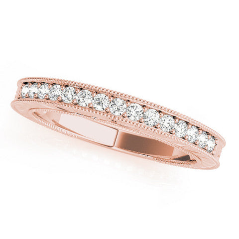 Rose gold Round Cut Diamond Milgrain Eternity Band with Channel Setting