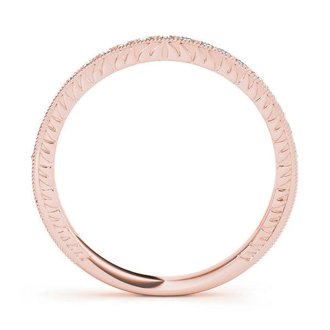 Rose gold Round Cut Diamond Milgrain Pavé Eternity Band