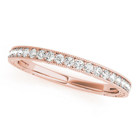 Rose gold Round Cut Diamond Milgrain Pavé Eternity Band