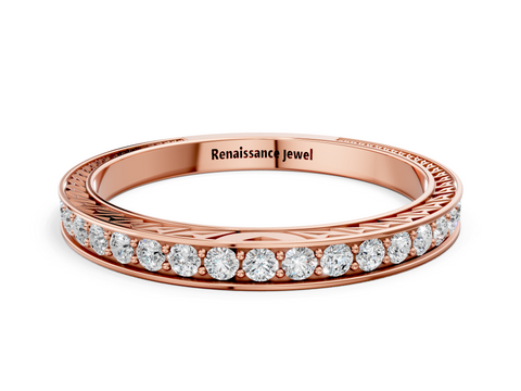 Rose gold Round Cut Diamond Pavé Eternity Band with Channel Setting