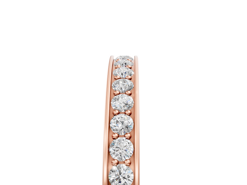 Rose gold Round Cut Diamond Pavé Eternity Band with Channel Setting