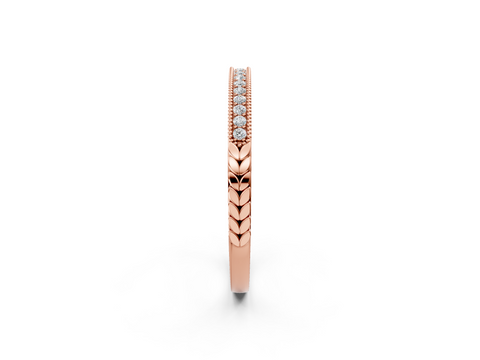 Rose gold Round Cut Diamond Pavé Set Milgrain Edge Eternity Band