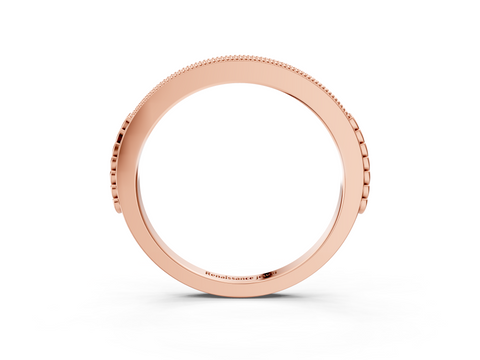 Rose gold Round Cut Diamond Pavé Set Milgrain Edge Eternity Band