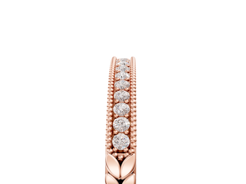 Rose gold Round Cut Diamond Pavé Set Milgrain Edge Eternity Band