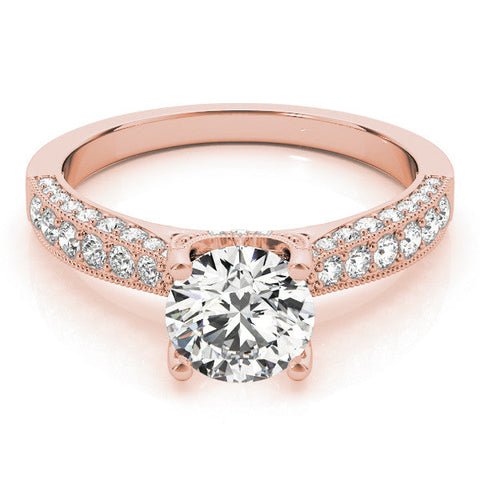 Rose gold Round Cut Diamond Pave Band with Four-Prong Setting