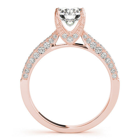 Rose gold Round Cut Diamond Pave Band with Four-Prong Setting