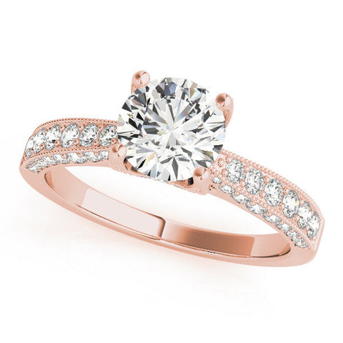 Rose gold Round Cut Diamond Pave Band with Four-Prong Setting
