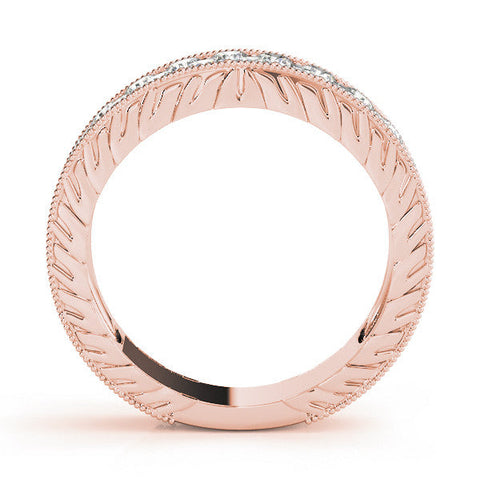 Rose gold Round Cut Diamond Pave Eternity Band with Bead Prong Setting