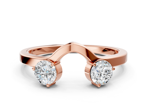 Rose gold Round Cut Dual Diamond Open Band with Prong Setting