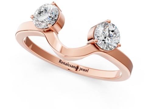 Rose gold Round Cut Dual Diamond Open Band with Prong Setting