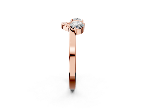 Rose gold Round Cut Dual Diamond Open Band with Prong Setting