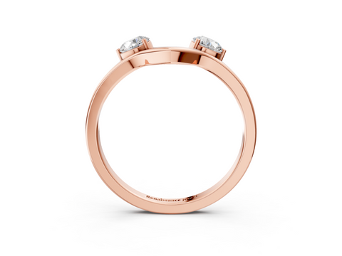 Rose gold Round Cut Dual Diamond Open Band with Prong Setting