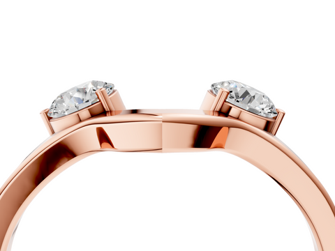 Rose gold Round Cut Dual Diamond Open Band with Prong Setting